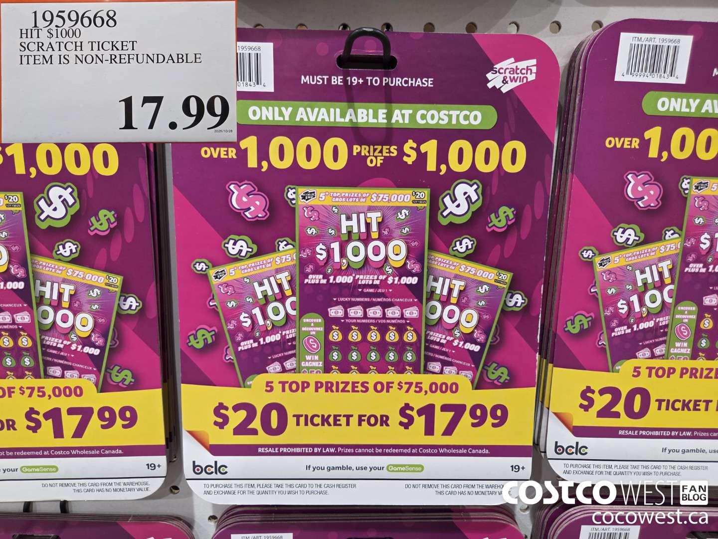 1959668 HIT $1000 SCRATCH TICKET ITEM IS NON-REFUNDABLE $17.99