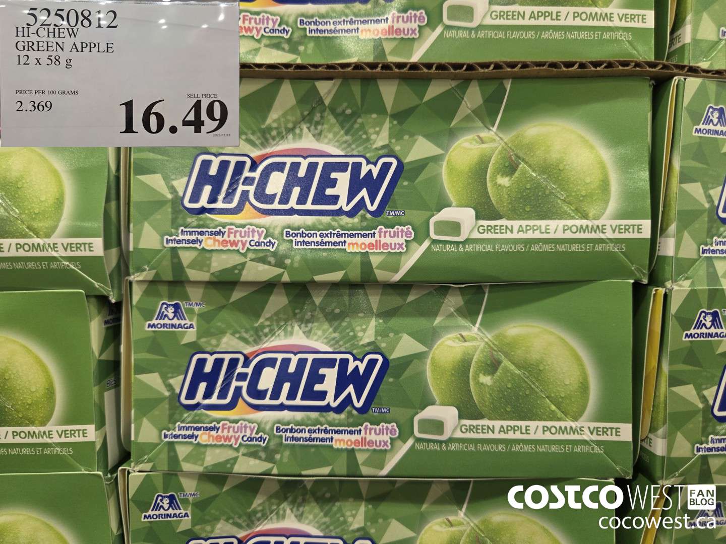 5250812 HLCHEW GREEN APPLE 12 x 58 g  $16.49