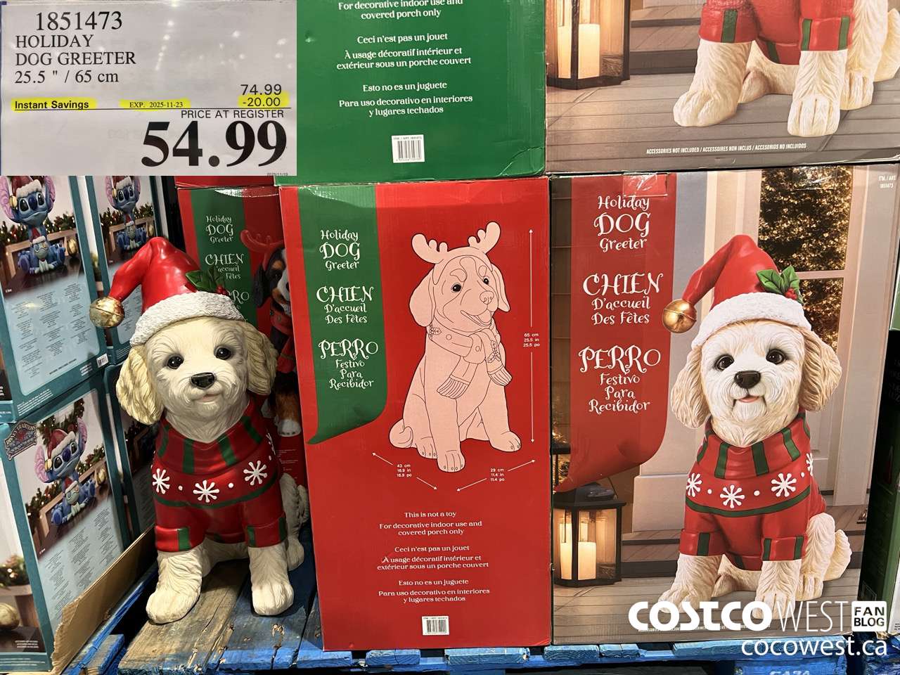 1851473 HOLIDAY DOG GREETER 25.5