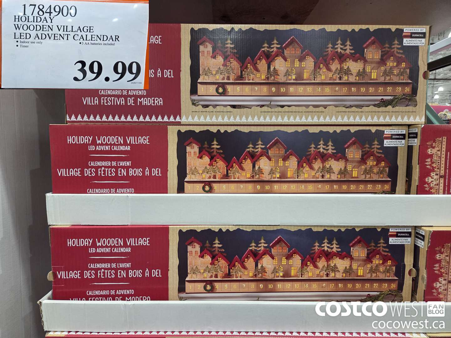 1784900 HOLIDAY WOODEN VILLAGE LED ADVENT CALENDAR $39.99