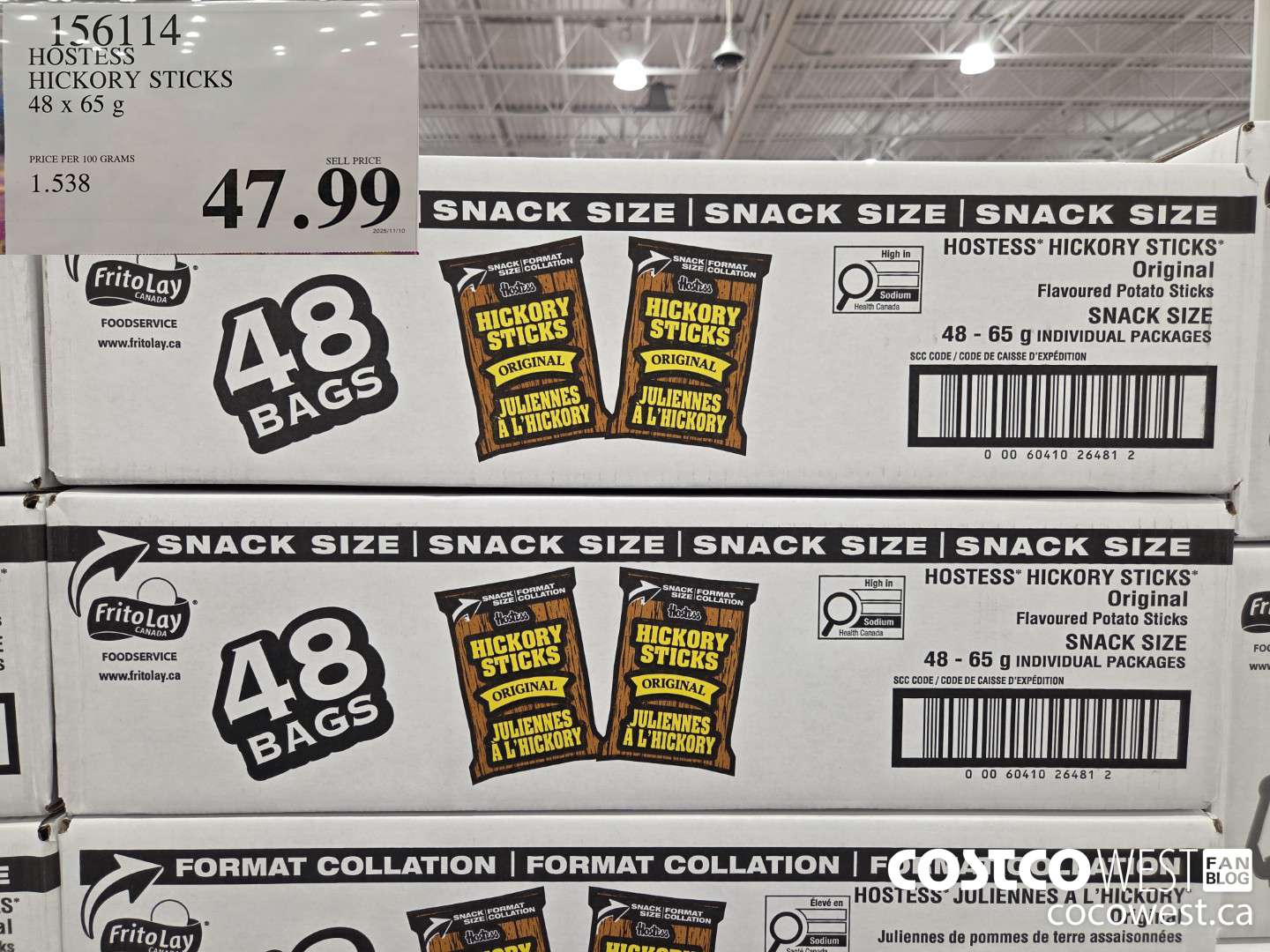 156114 HOSTESS HICKORY STICKS 48 x 65 g $47.99