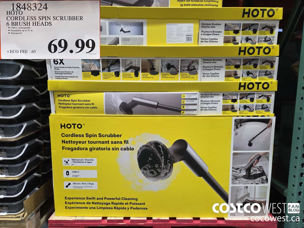 1848324 HOTO CORDLESS SPIN SCRUBBER 6 BRUSH HEADS $69.99