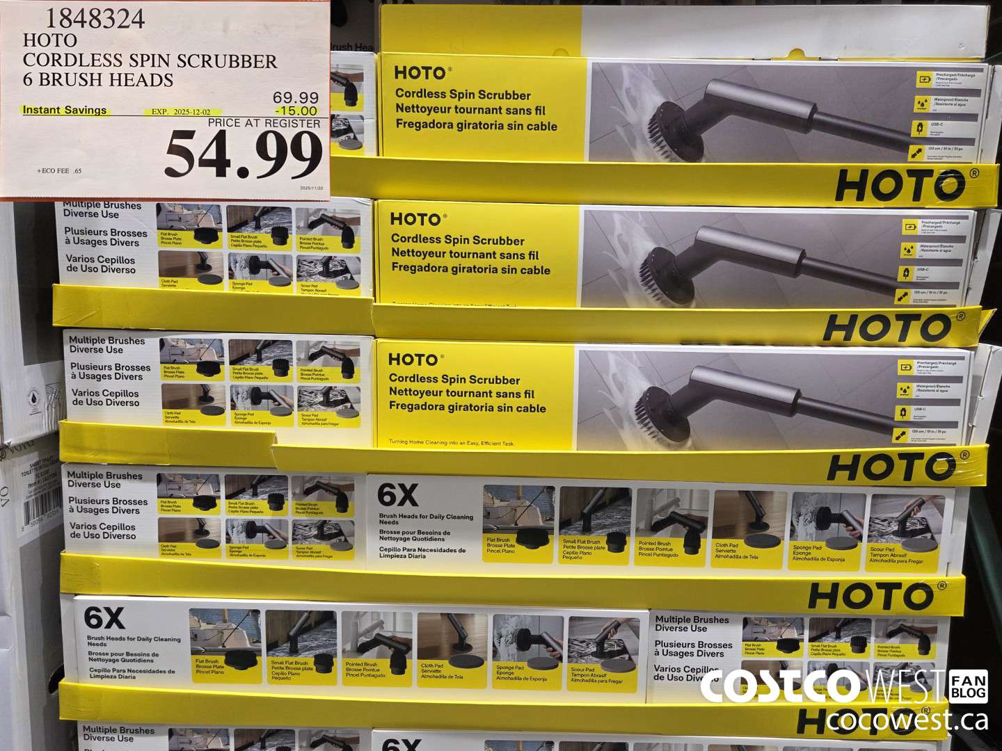 1848324 HOTO CORDLESS SPIN SCRUBBER 6 BRUSH HEADS ($15.00 INSTANT SAVINGS EXPIRES ON 2025-12-02) $54.99