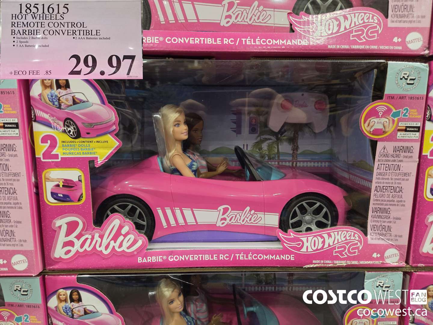 1851615 HOT WHEELS REMOTE CONTROL BARBIE CONVERTIBLE $29.97