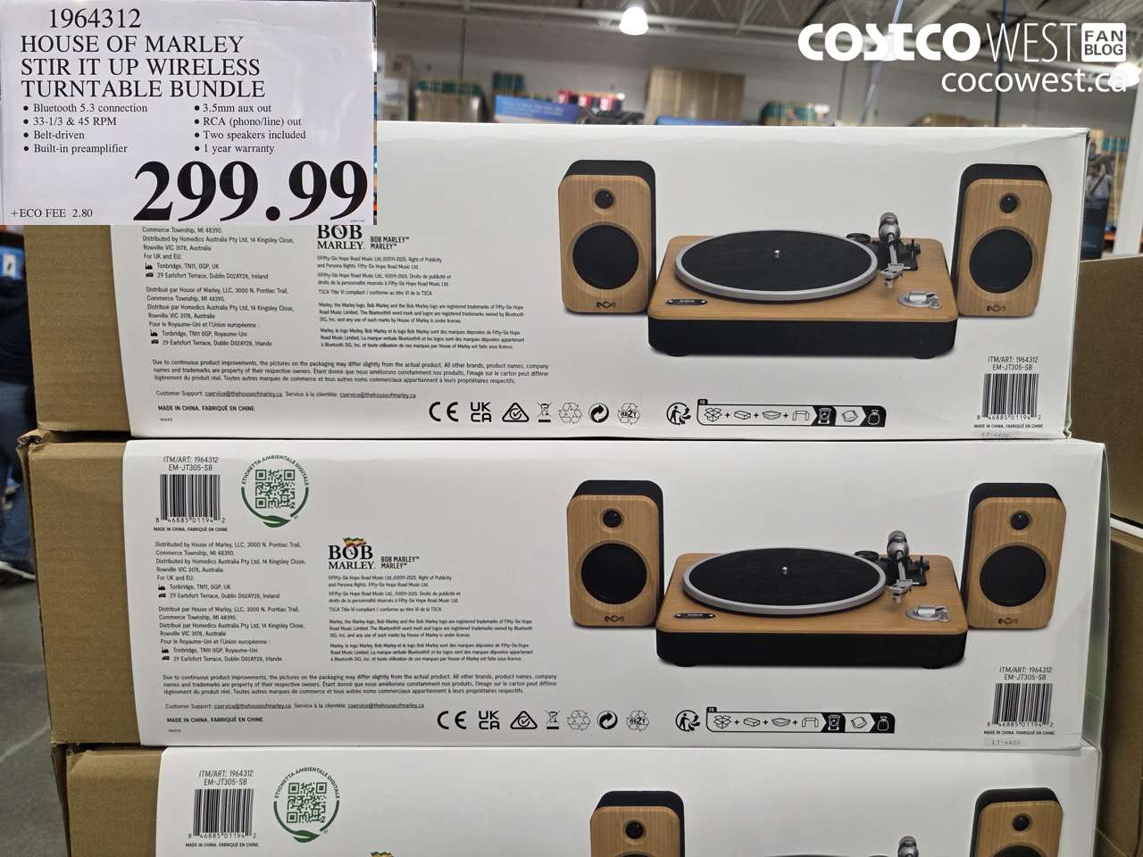 1964312 HOUSE OF MARLEY STIR IT UP WIRELESS TURNTABLE BUNDLE $299.99