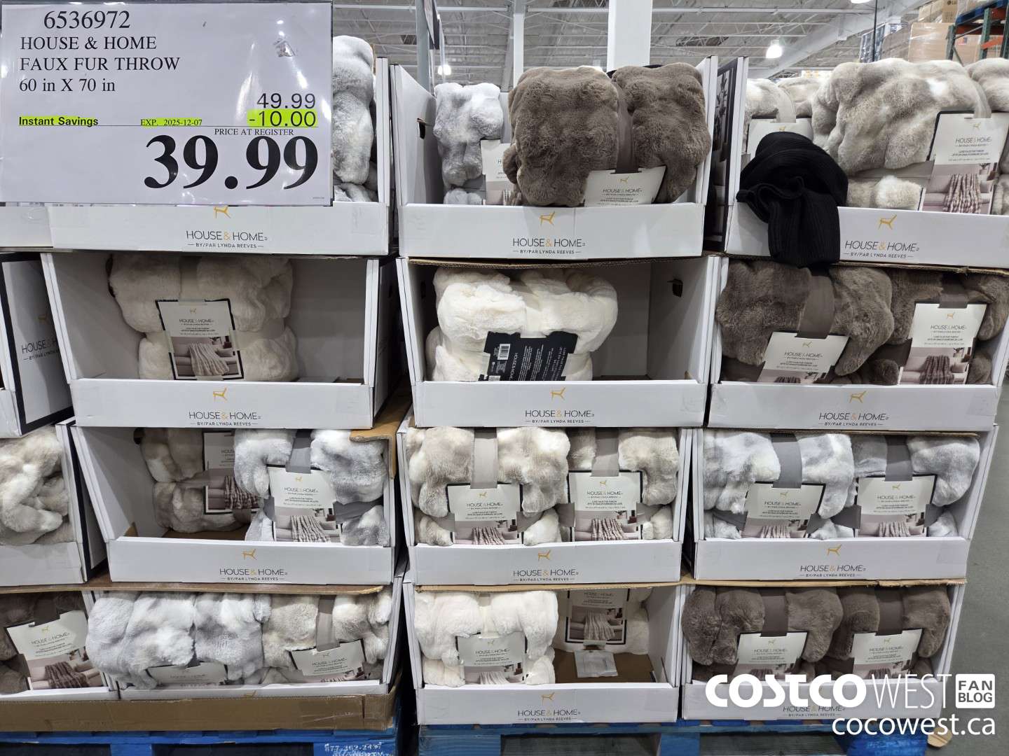 6536972 HOUSE & HOME FAUX FUR THROW 60 in X 70 in ($10.00 INSTANT SAVINGS EXPIRES ON 2025-12-07) $39.99