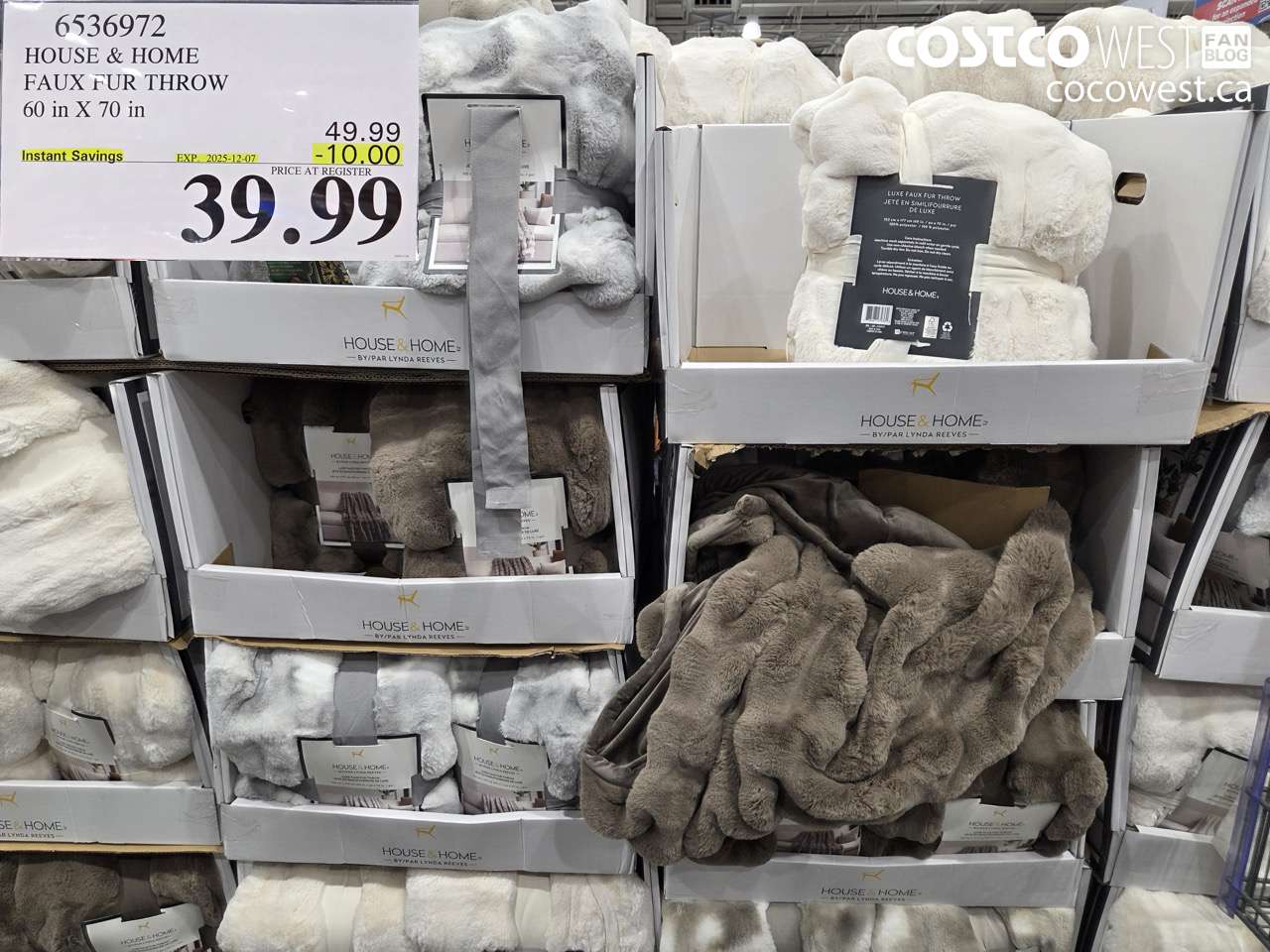 6536972 HOUSE & HOME FAUX FUR THROW 60 in X 70 in ($10.00 INSTANT SAVINGS EXPIRES ON 2025-12-07) $39.99