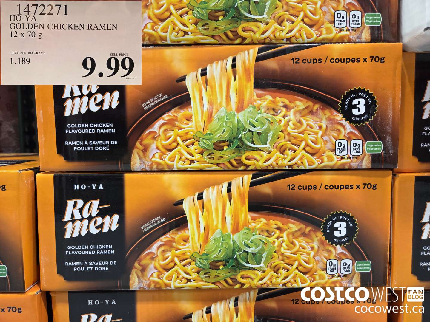 1472271 HO-YA GOLDEN CHICKEN RAMEN 12 x 70 g $9.99