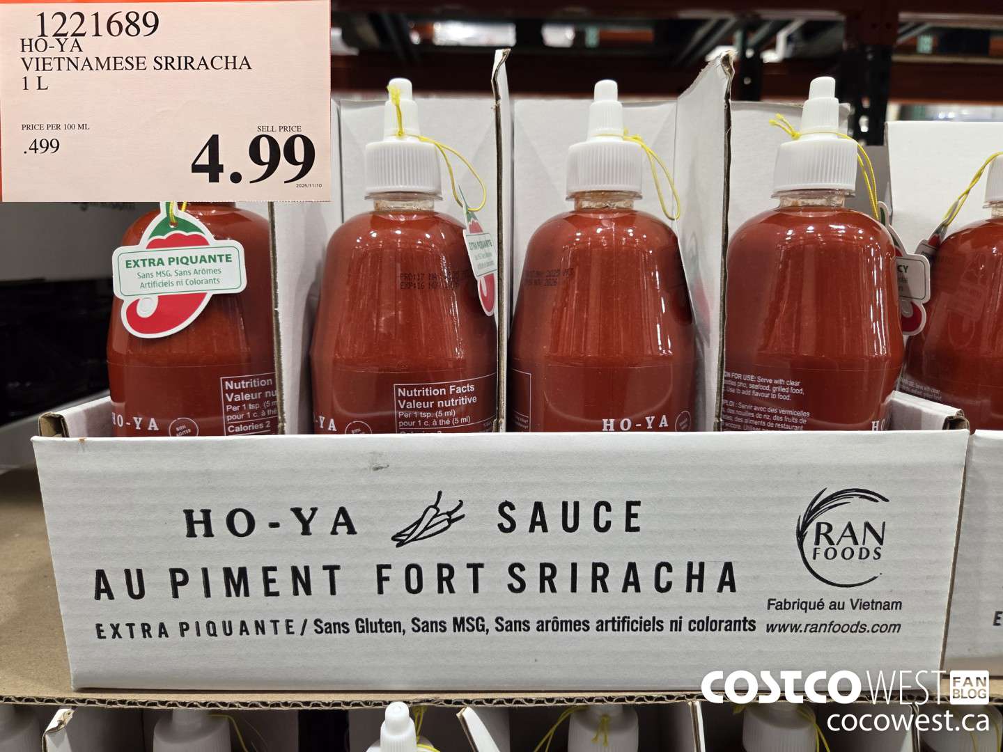 1221689 HO-YA VIETNAMESE SRIRACHA 1 L $4.99