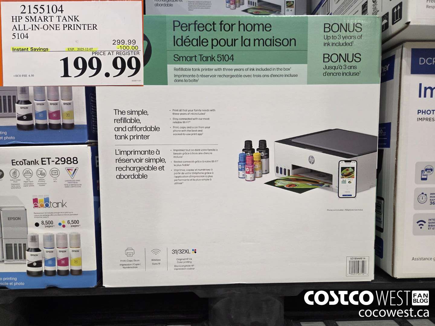 2155104 HP SMART TANK ALL-IN-ONE PRINTER. 5104 ($100.00 INSTANT SAVINGS EXPIRES ON 2025-12-07) $199.99