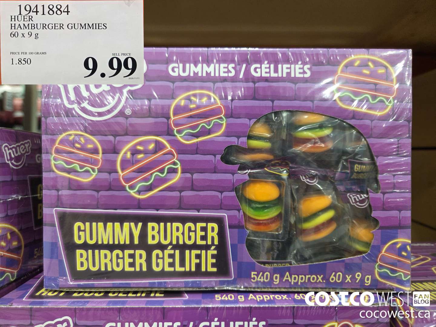 1941884 HUER HAMBURGER GUMMIES 60 x 9g $9.99
