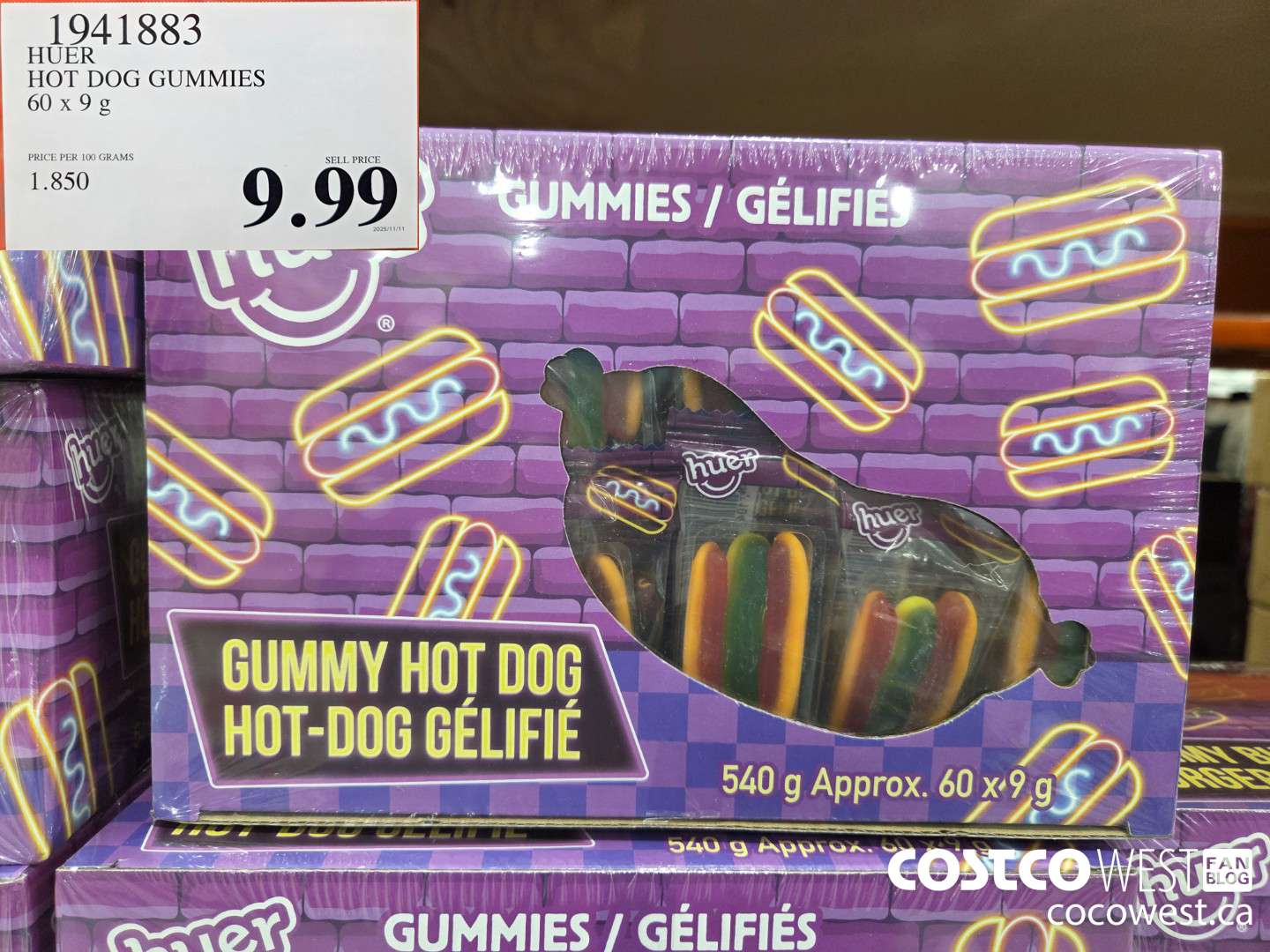 1941883 HUER HOT DOG GUMMIES 60 x 9g $9.99