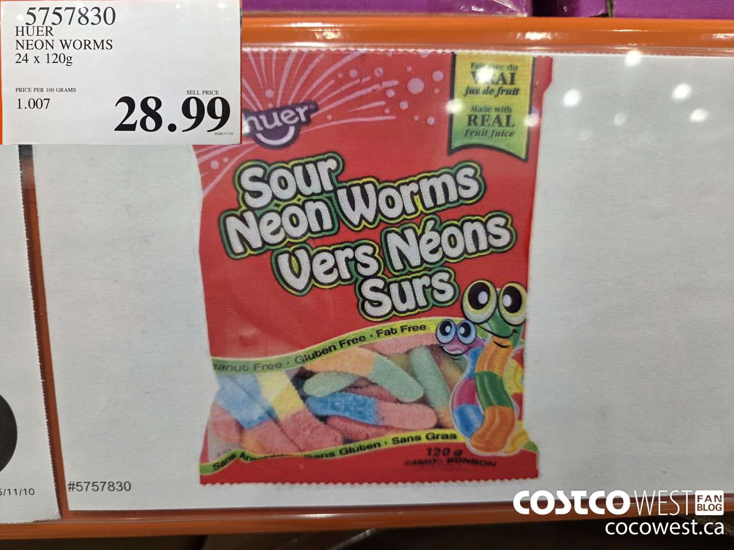 5757830 HUER NEON WORMS 12 x 120 g $28.99