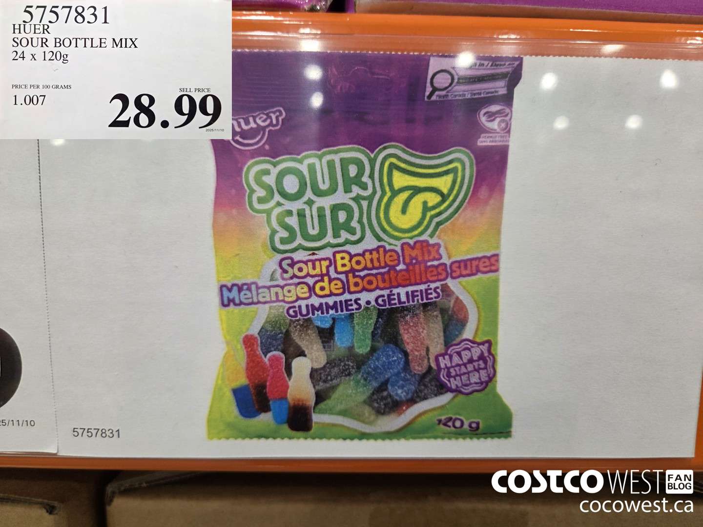 5757831 HUER SOUR BOTTLE MIX 24 x 120g $28.99