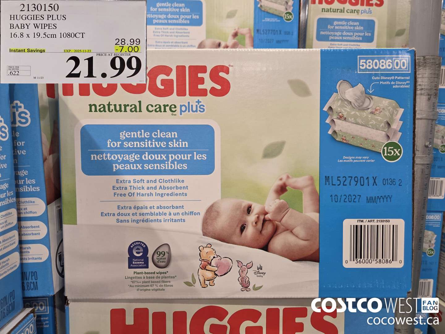 2130150 HUGGIES PLUS BABY WIPES 10.8 x 19.5cm 1080CT ($7.00 INSTANT SAVINGS EXPIRES ON 2025-11-23) $21.99