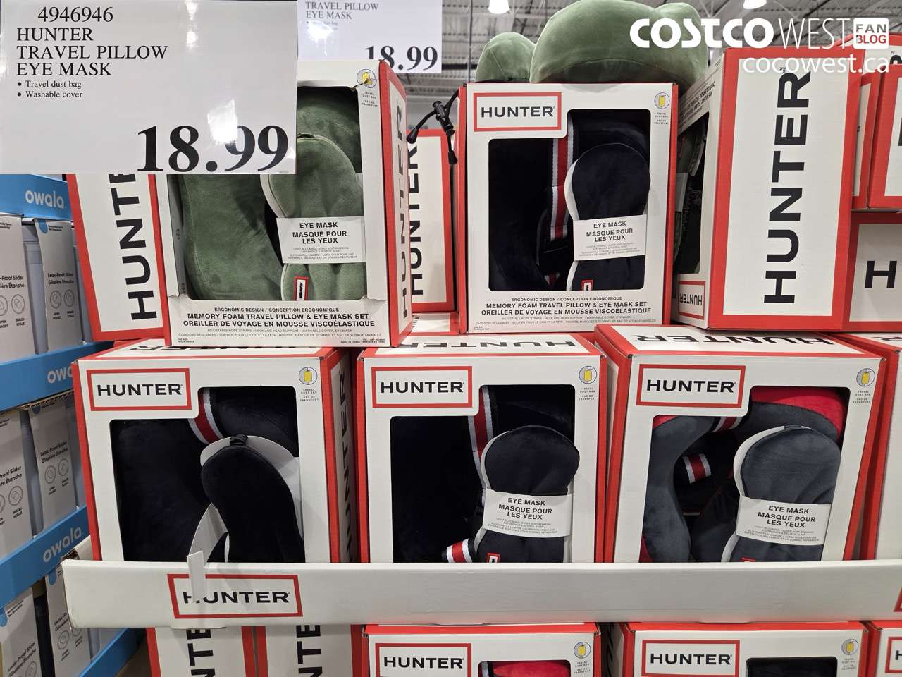 4946946 HUNTER TRAVEL PILLOW EYE MASK $18.99