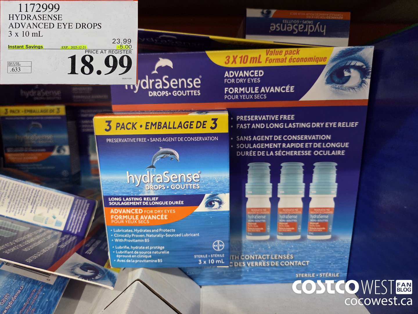 1172999 HYDRASENSE ADVANCED 3 x 10ML ($5.00 INSTANT SAVINGS EXPIRES ON 2025-12-21) $18.99