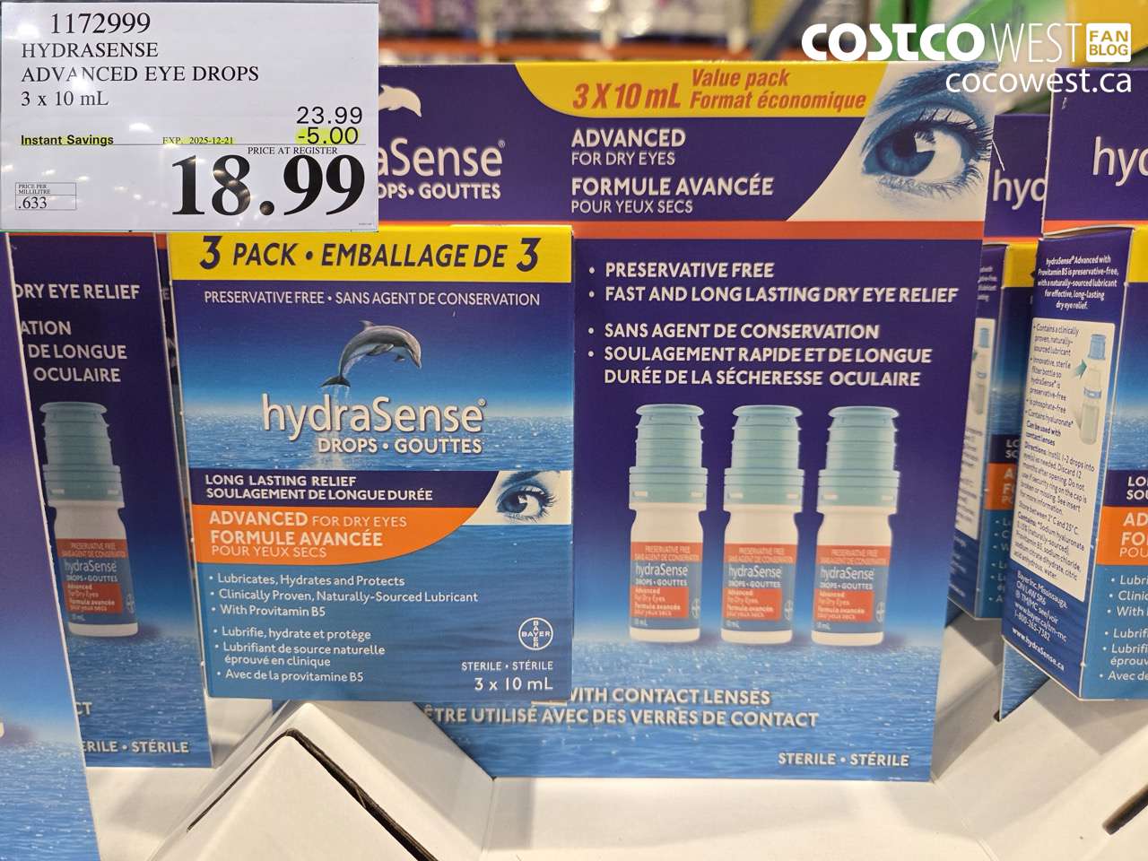 1172999 HYDRASENSE ADVANCED 3 x 10ML ($5.00 INSTANT SAVINGS EXPIRES ON 2025-12-21) $18.99