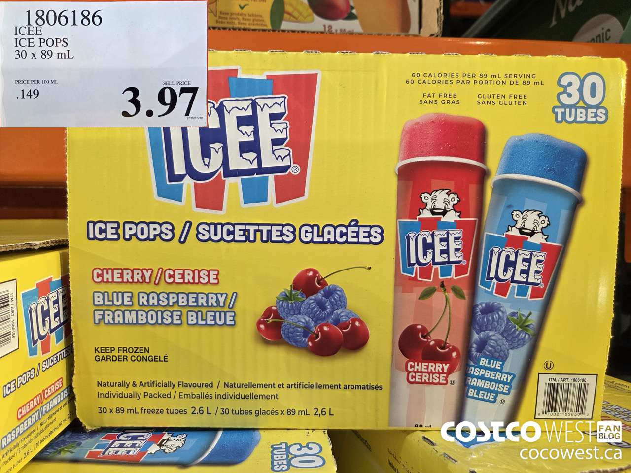 1806186 ICEE ICE POPS 30 X 89ML $3.97
