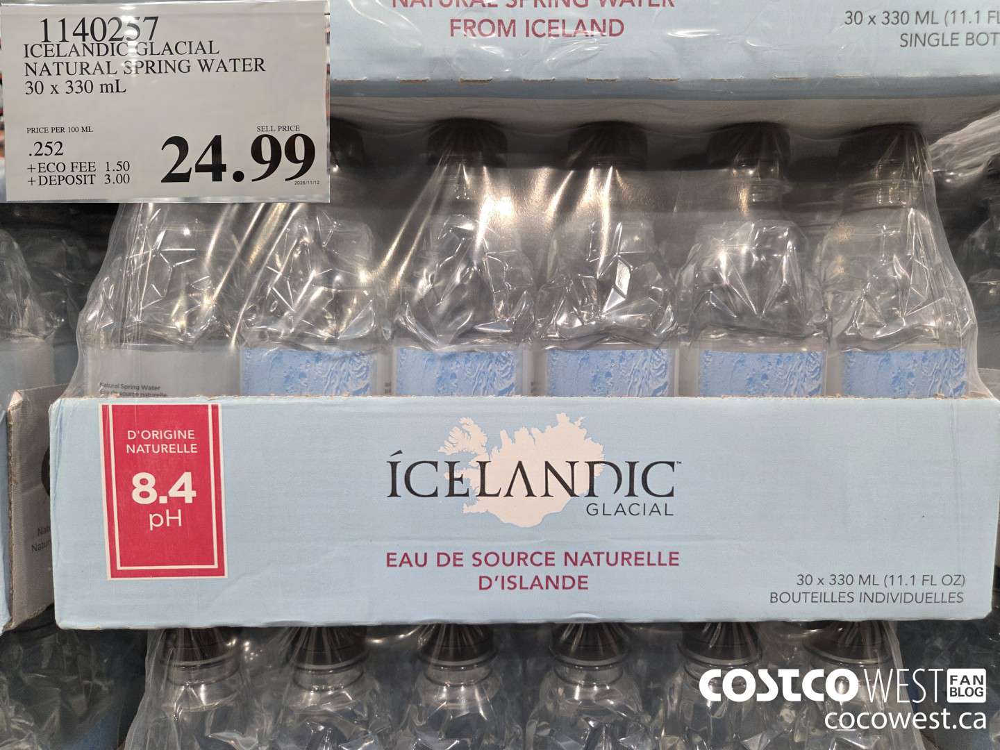 1140257 ICELANDIC GLACIAL NATURAL SPRING WATER 30 x 330 mL $24.99