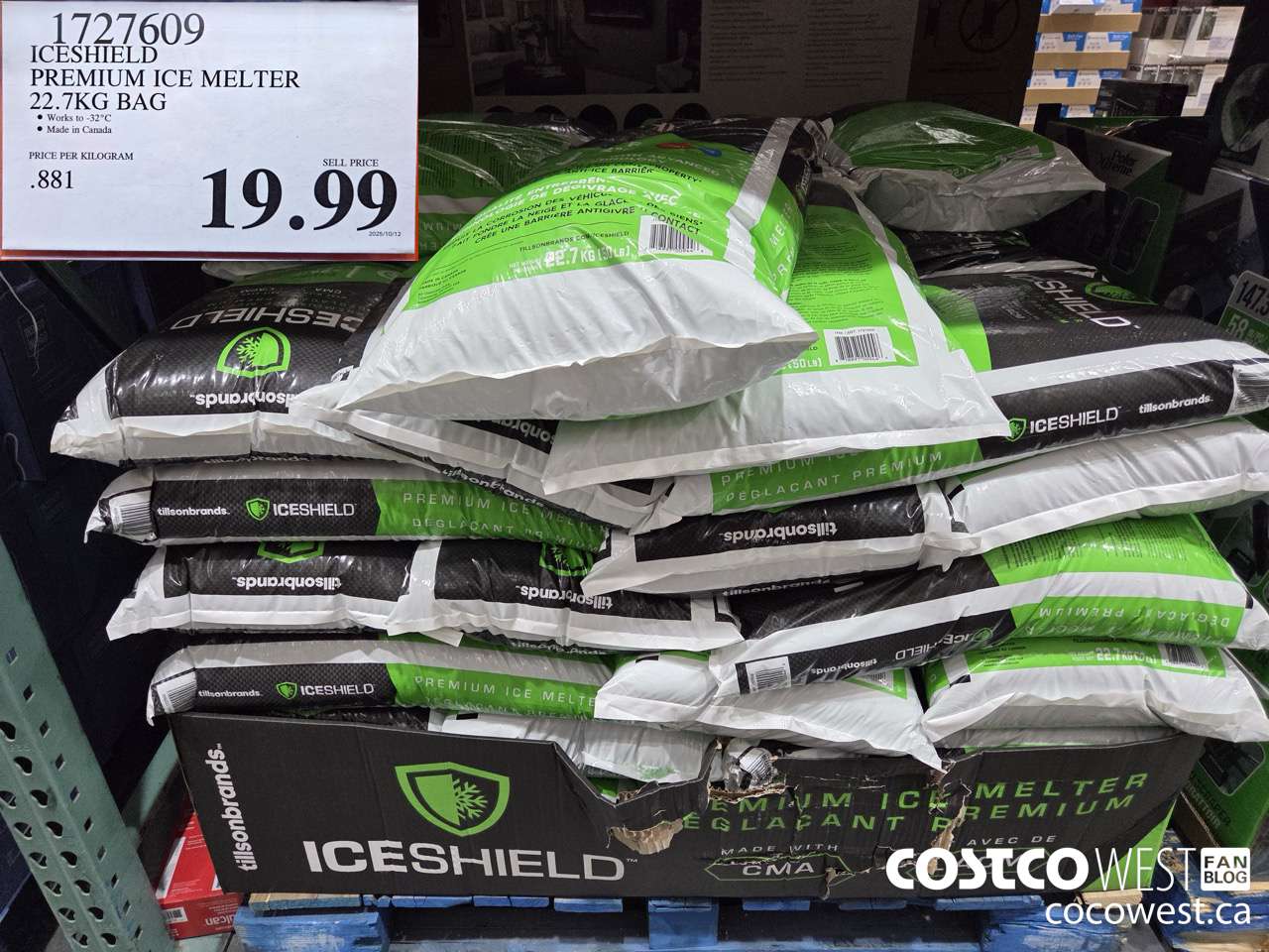 1727609 ICESHIELD PREMIUM ICE MELTER 22.7KG BAG $19.99