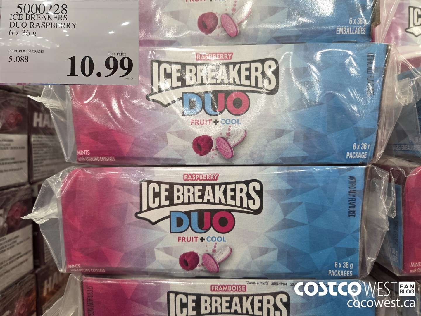 5000228 ICE BREAKERS DUO RASPBE2RY 6 x 36g $10.99