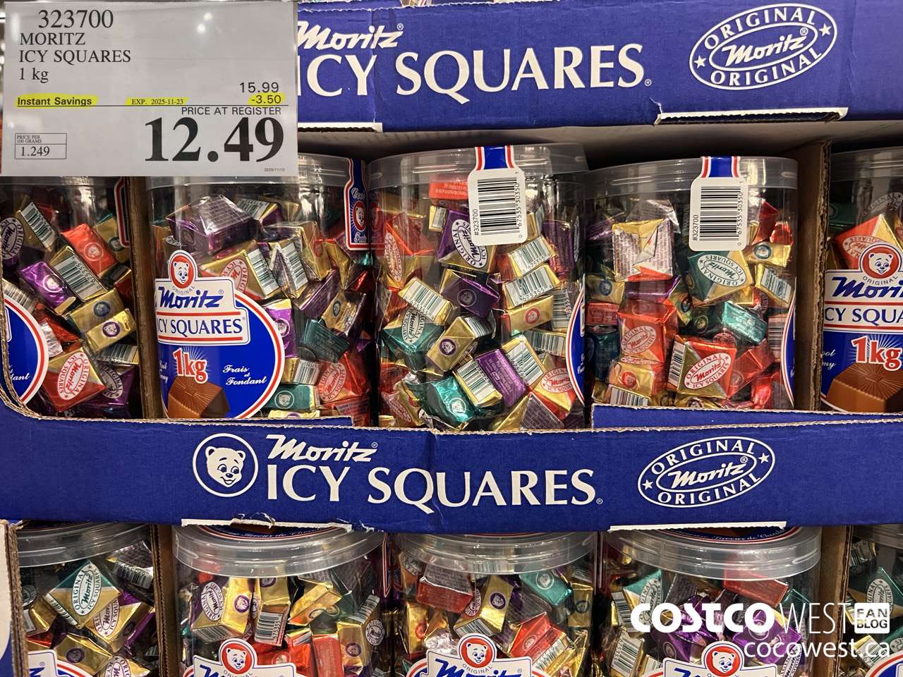 393700 ICY SQUARES CHOCOLATE SQUARES 1 kg ($3.50 INSTANT SAVINGS EXPIRES ON 2025-11-23) $12.49