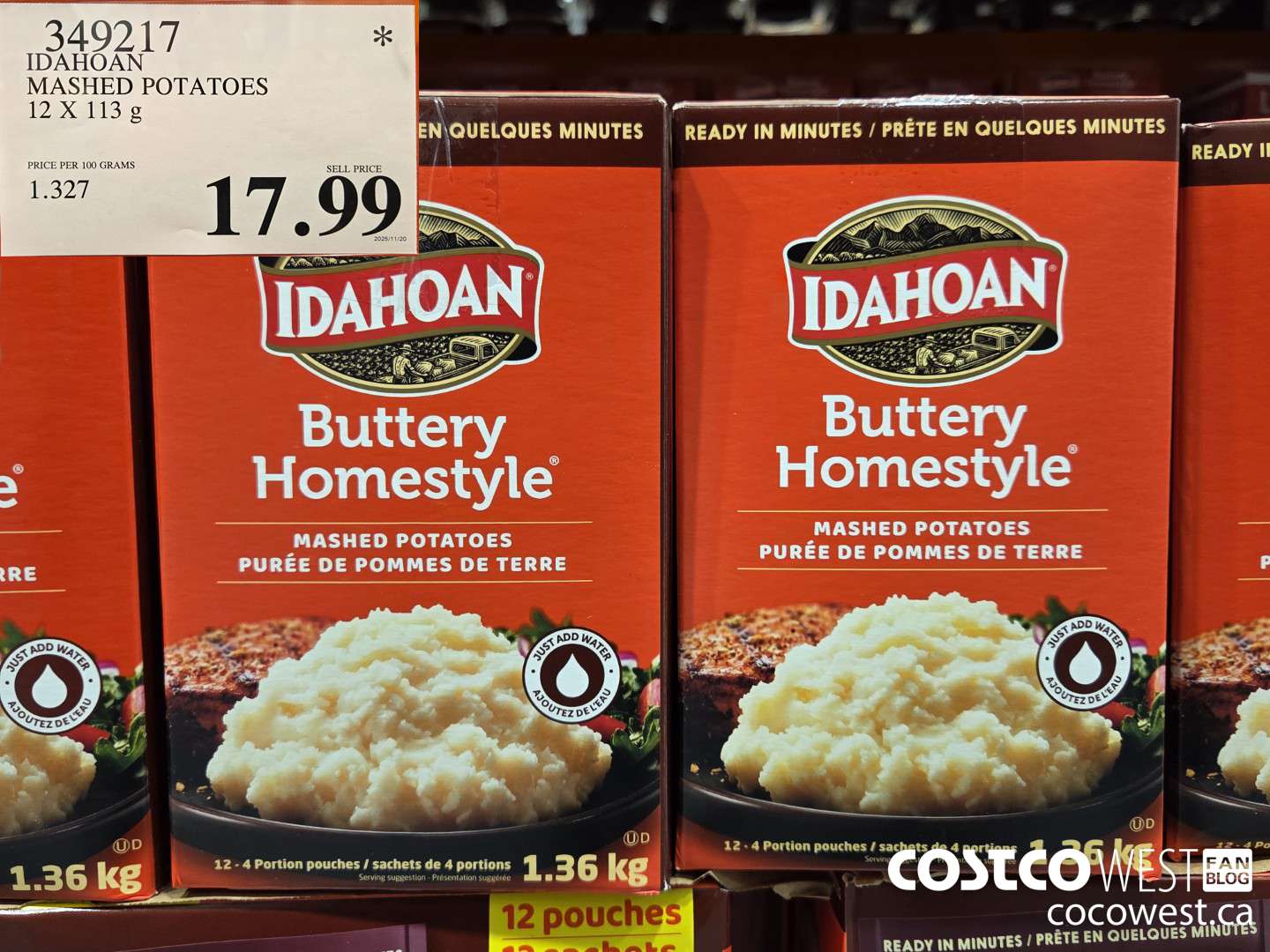 349217 IDAHOAN BUTTERY HOMESTYLE MASHED POTATOES 12 X 113 G $17.99