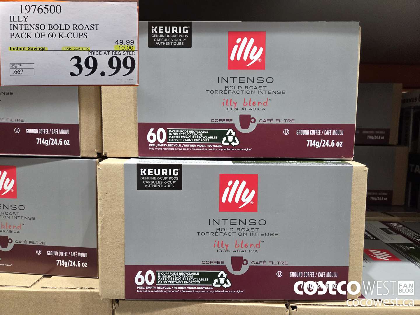1976500 ILLY INTENSO BOLD ROAST PACK OF 60 K-CUPS ($10.00 INSTANT SAVINGS EXPIRES ON 2025-11-09) $39.99