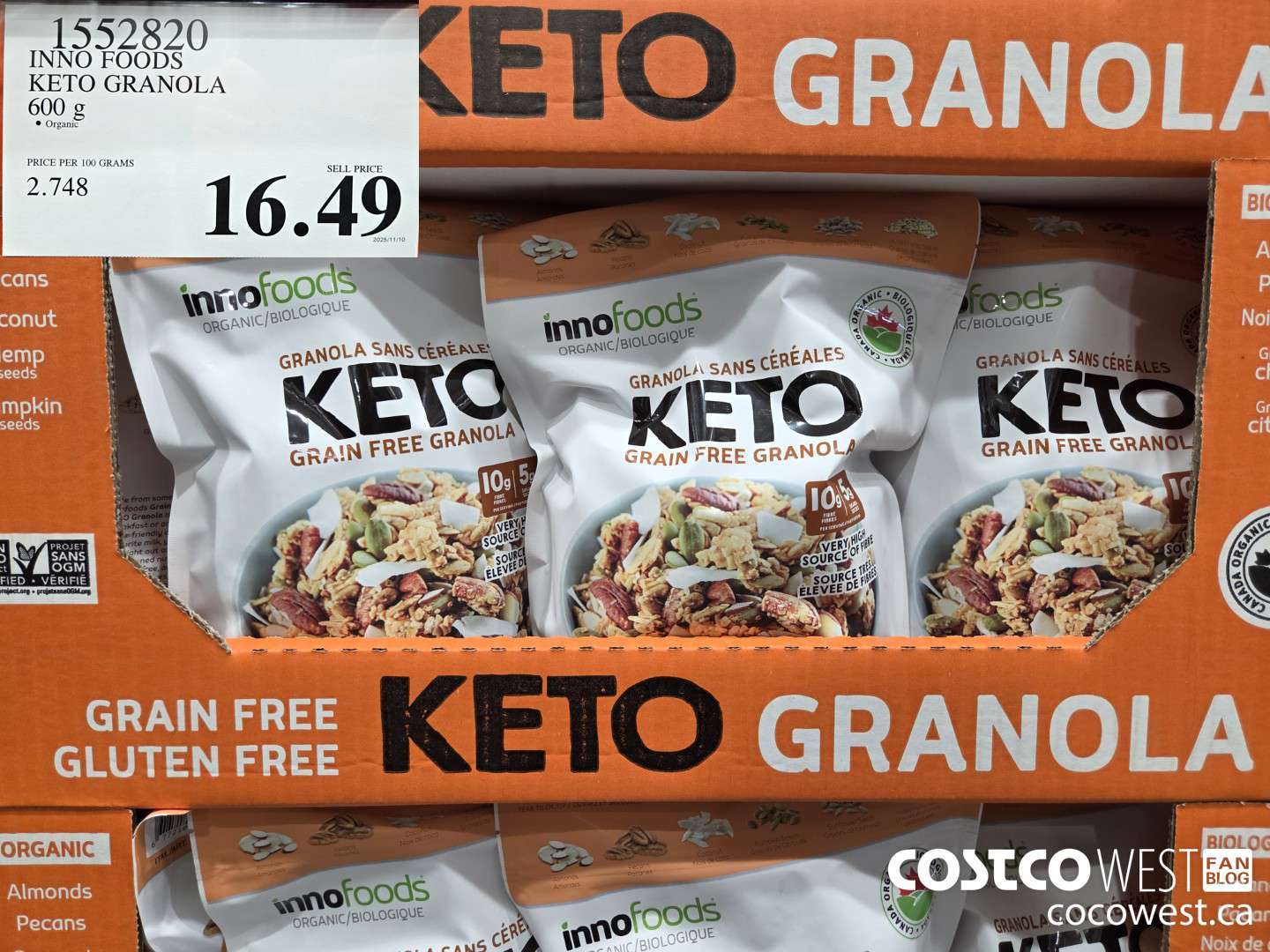 1552820 INNO FOODS KETO GRANOLA 600 g $16.49