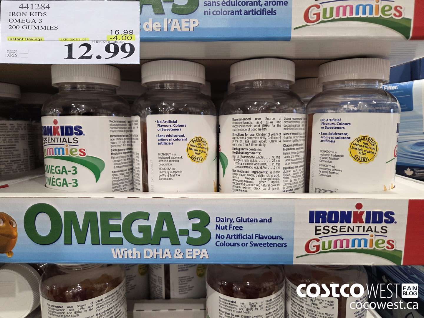 441284 IRON KIDS OMEGA 3 200 GUMMIES ($4.00 INSTANT SAVINGS EXPIRES ON 2025-11-23) $12.99