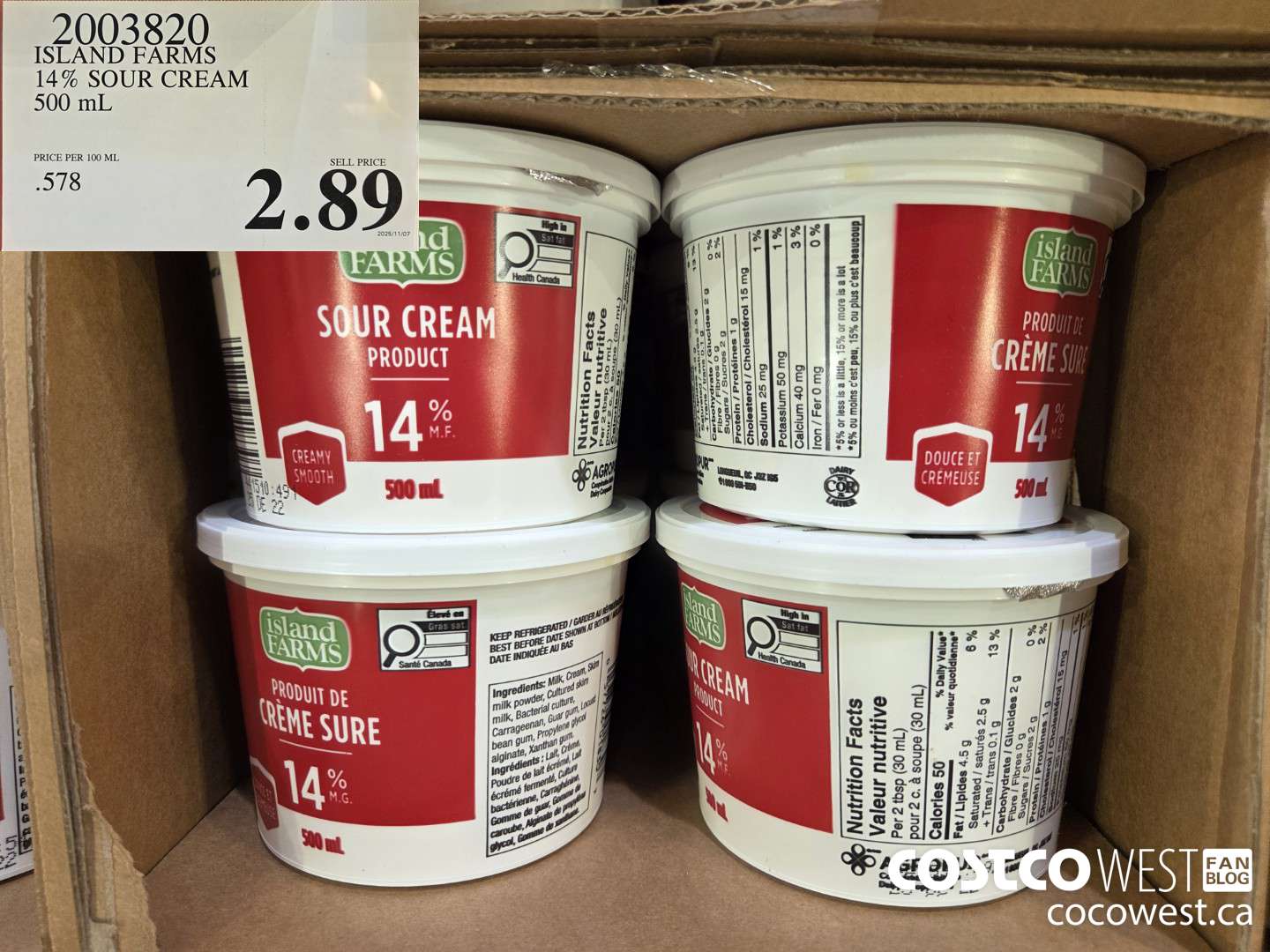 2003820 ISLAND FARMS 14% MF SOUR CREAM 500ML $2.89