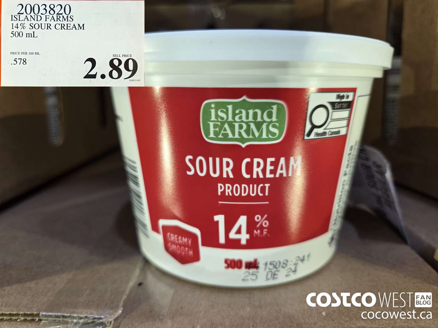 2003820 ISLAND FARMS 14% MF SOUR CREAM 500ML $2.89