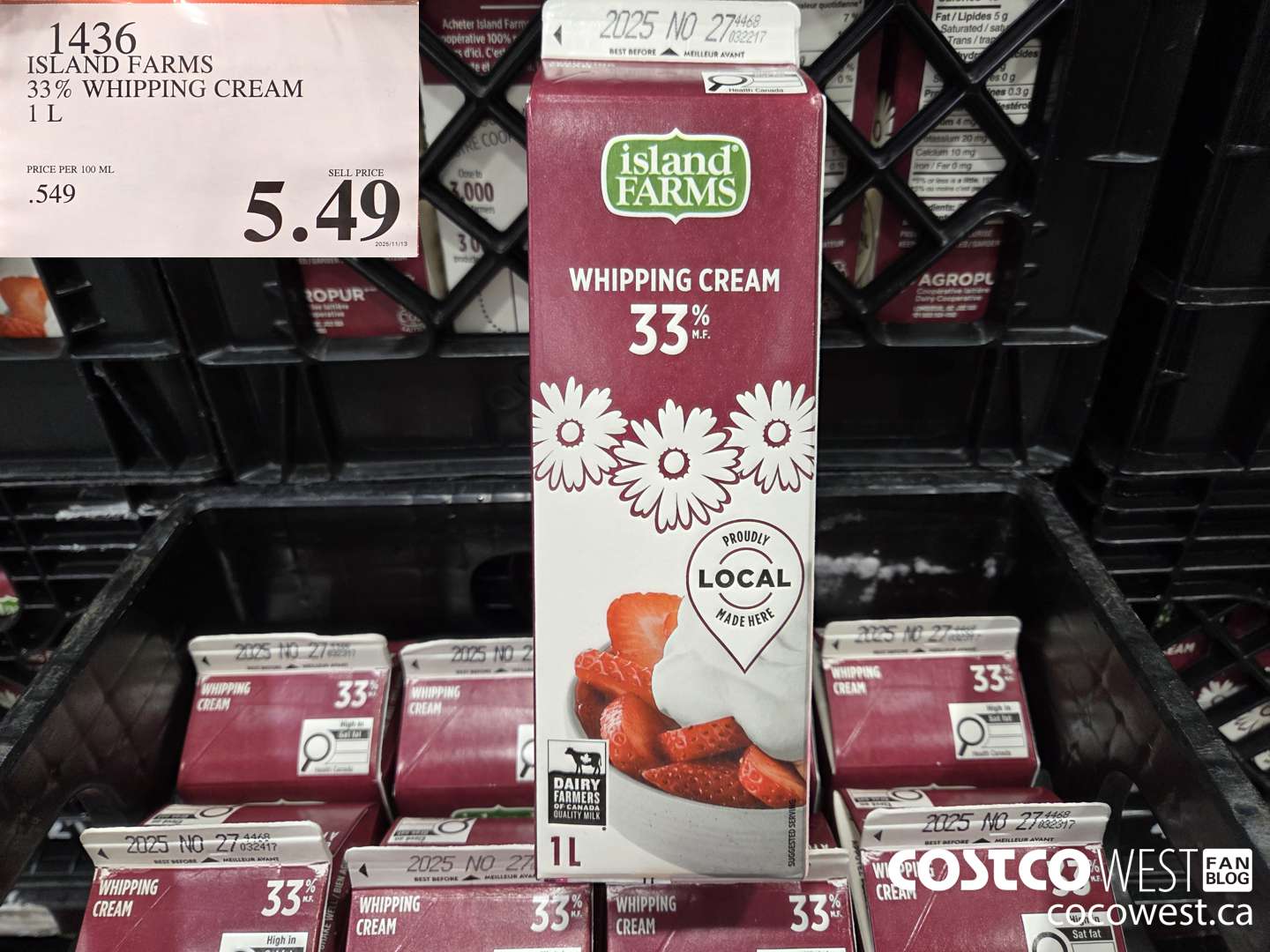 1436 ISLAND FARMS 33% WHIPPING CREAM 1 L $5.49