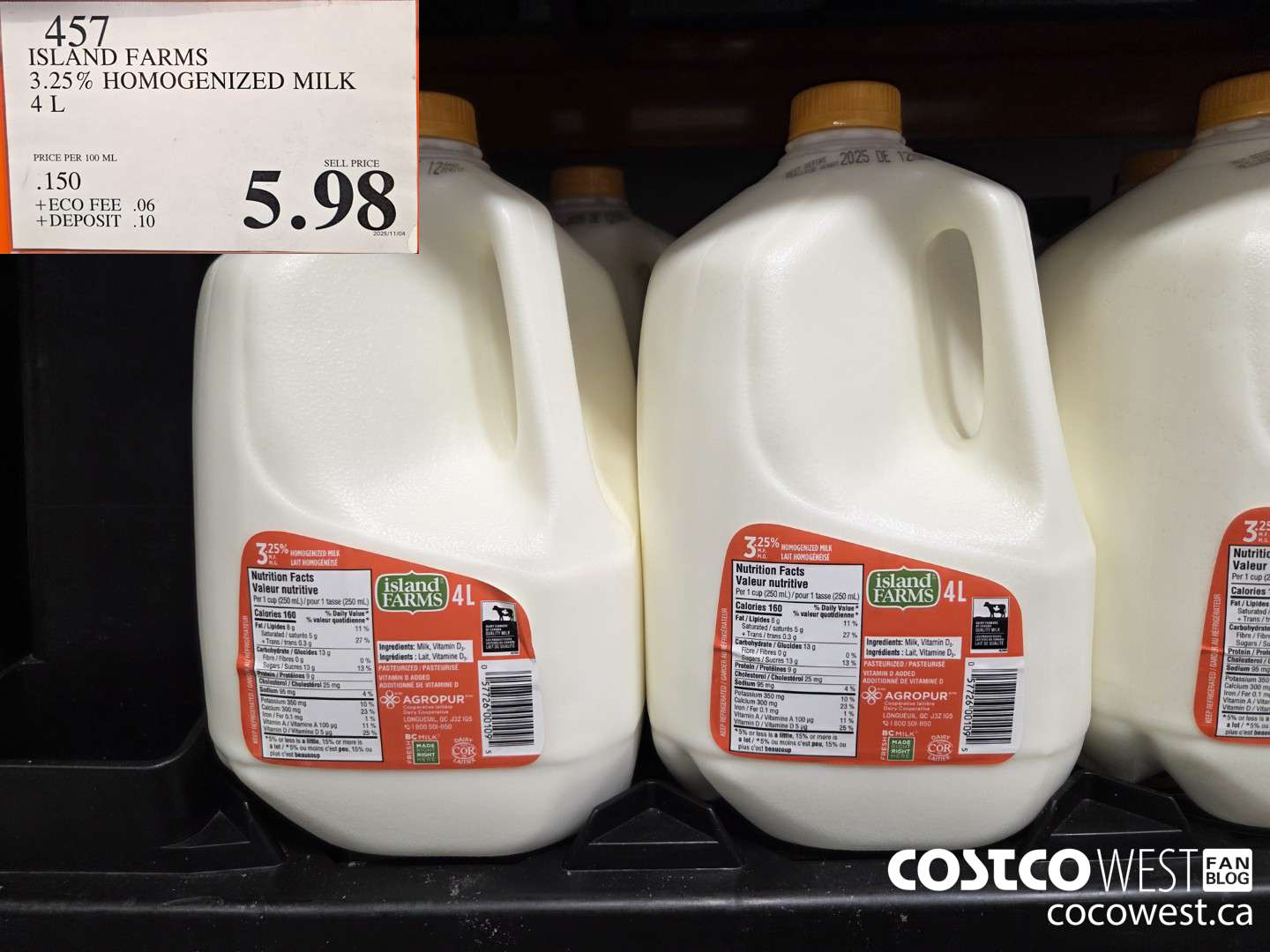 457 ISLAND FARMS HOMOGENIZED MILK 4L $5.98