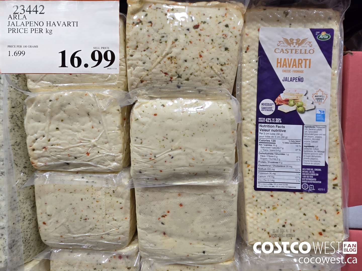 23442 JALAPENO HAVARTI PRICE PER kg $16.99