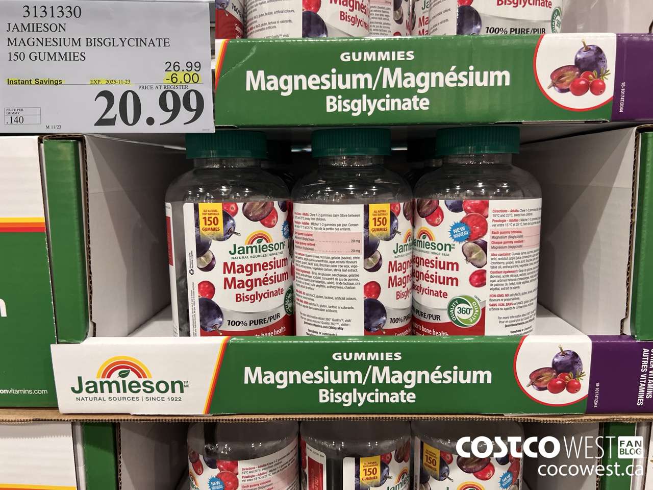 3131330 JAMIESON MAGNESIUM BISGLYCINATE 150 GUMMIES ($6.00 INSTANT SAVINGS EXPIRES ON 2025-11-23) $20.99