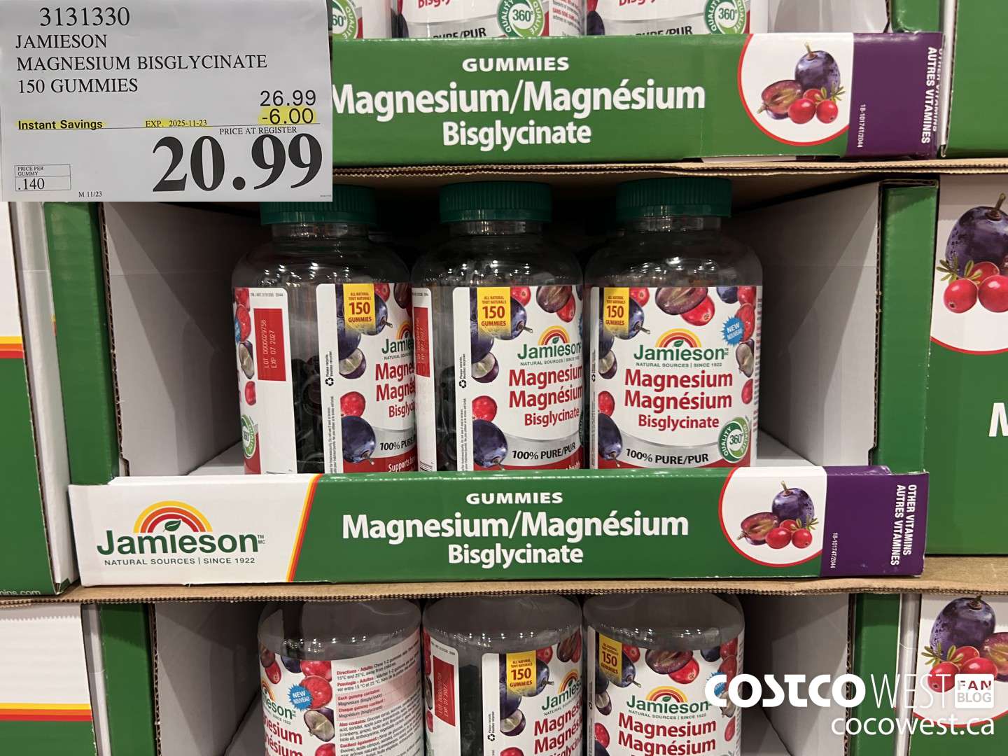 3131330 JAMIESON MAGNESIUM BISGLYCINATE 150 GUMMIES ($6.00 INSTANT SAVINGS EXPIRES ON 2025-11-23) $20.99