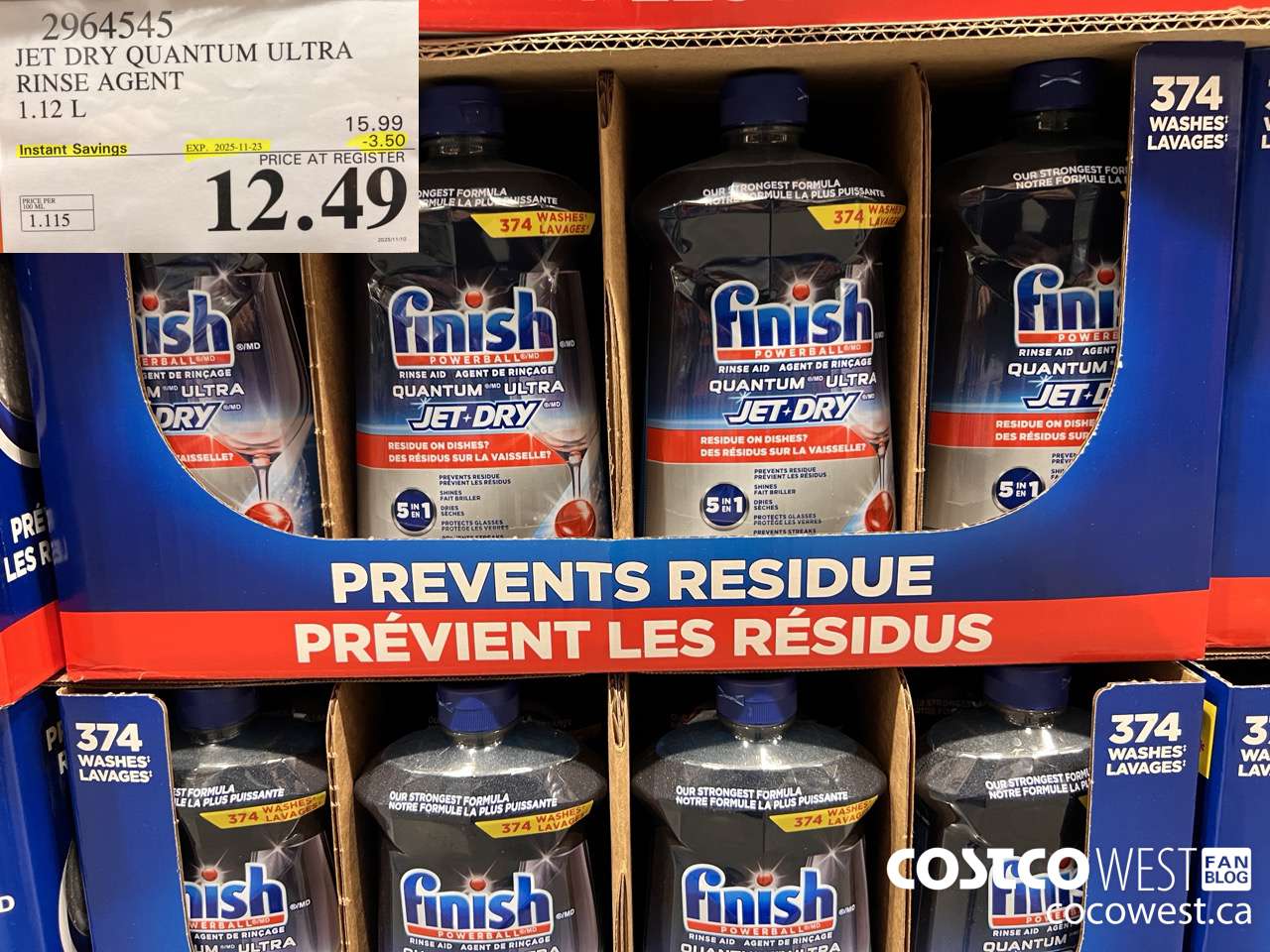 2964545 JET DRY QUANTUM ULTRA RINSE AGENT 1.12L ($3.50 INSTANT SAVINGS EXPIRES ON 2025-11-23) $12.49