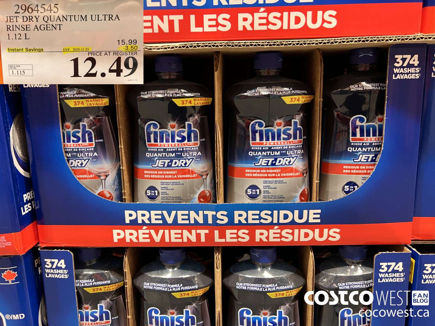 2964545 JET DRY QUANTUM ULTRA RINSE AGENT 1.12L ($3.50 INSTANT SAVINGS EXPIRES ON 2025-11-23) $12.49