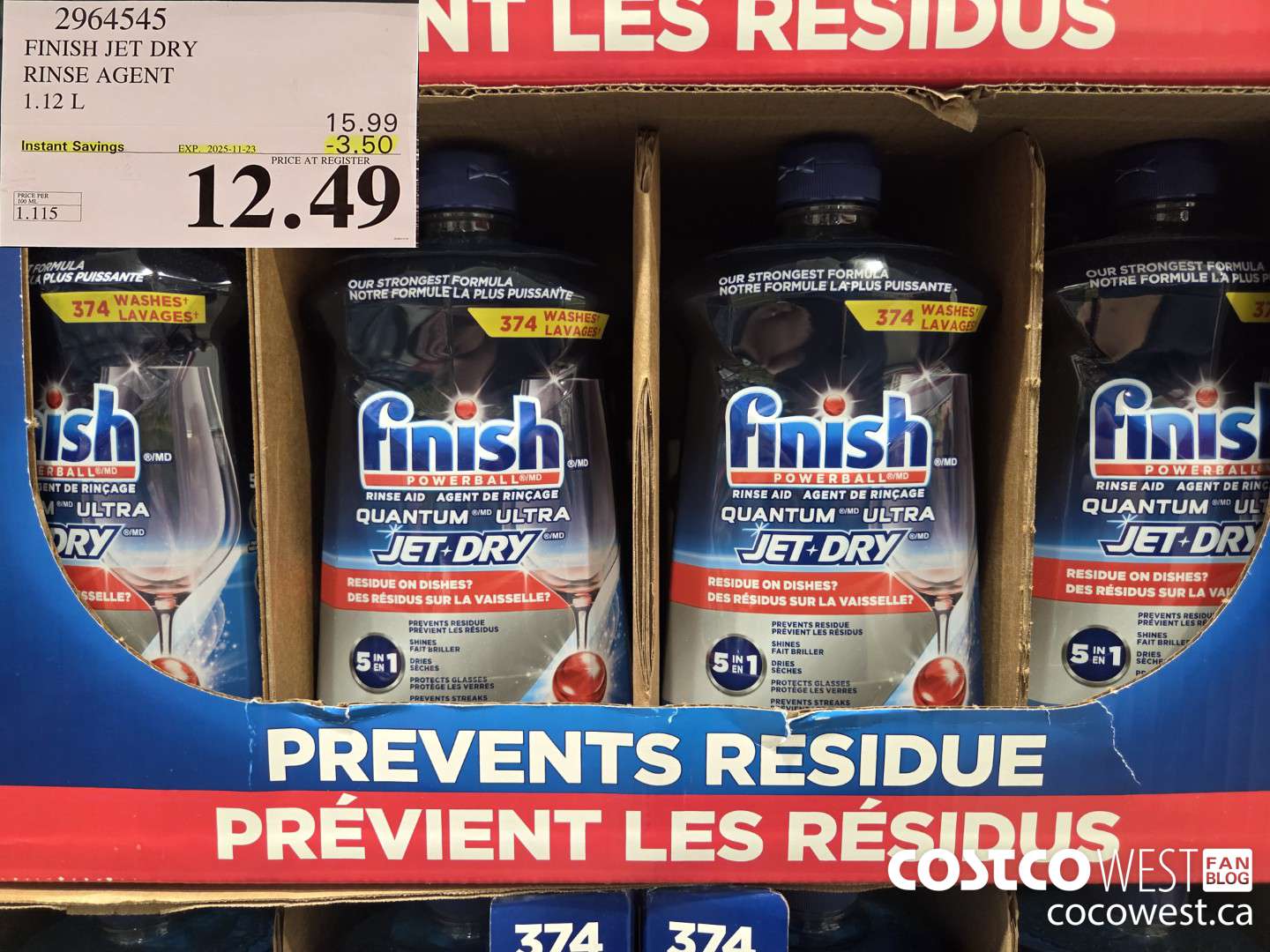 2964545 JET DRY QUANTUM ULTRA RINSE AGENT 1.12L ($3.50 INSTANT SAVINGS EXPIRES ON 2025-11-23) $12.49
