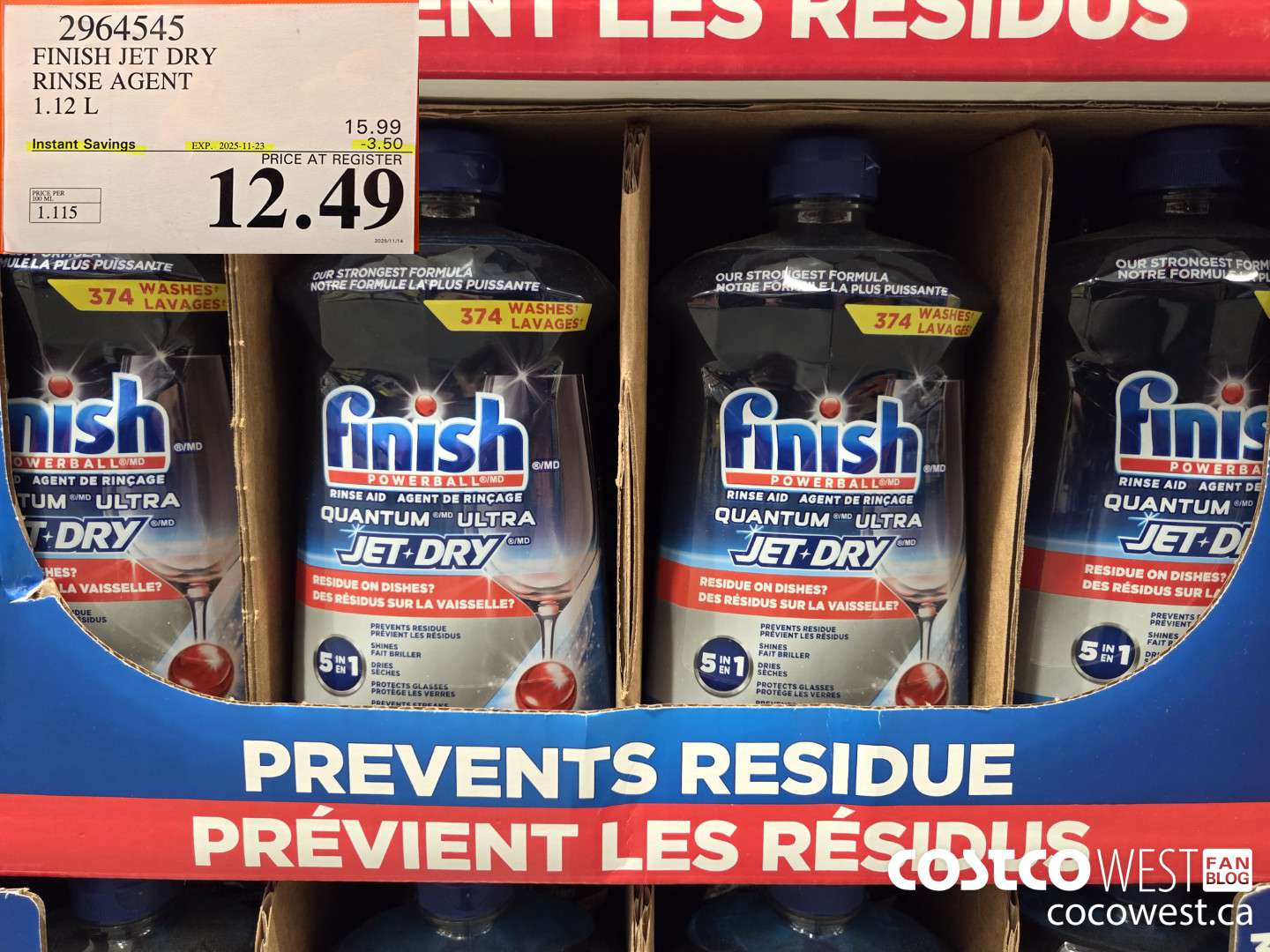 2964545 JET DRY QUANTUM ULTRA RINSE AGENT 1.12L ($3.50 INSTANT SAVINGS EXPIRES ON 2025-11-23) $12.49