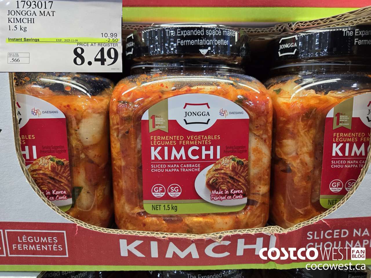 1793017 JONGGA MAT KIMCHI 1.5KG ($2.50 INSTANT SAVINGS EXPIRES ON 2025-11-09) $8.49