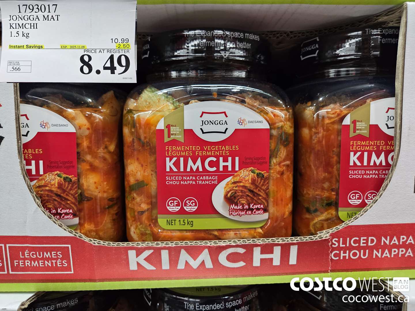 1793017 JONGGA MAT KIMCHI 1.5KG ($2.50 INSTANT SAVINGS EXPIRES ON 2025-11-09) $8.49