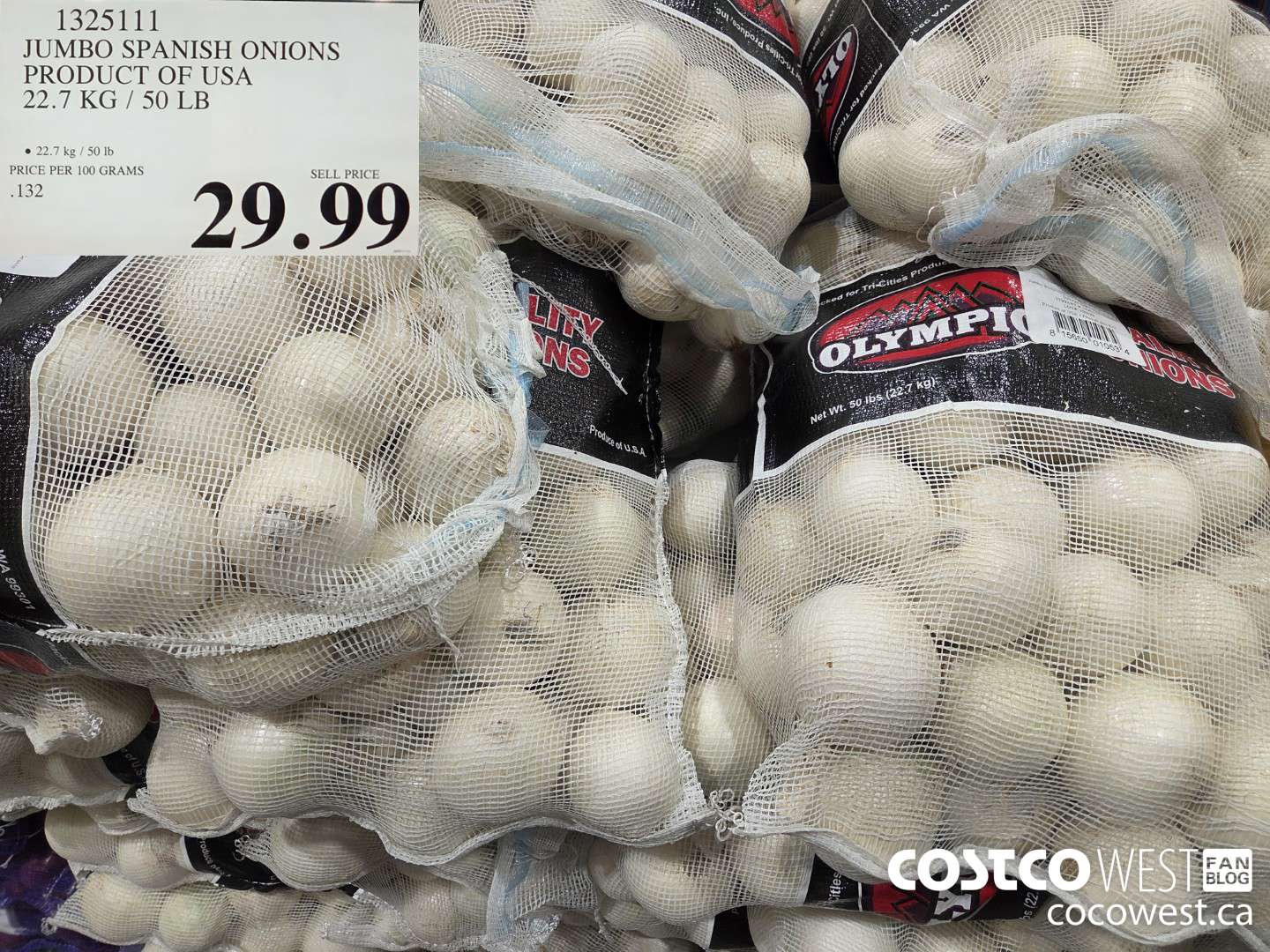 1325111 JUMBO SPANISH ONIONS PRODUCT OF USA 22.7 kg / 50 Ib $29.99
