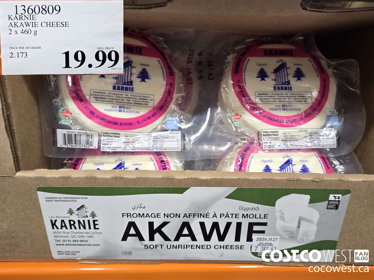1360809 KARNIE AKAWIE CHEESE 4 x 460 g $19.99