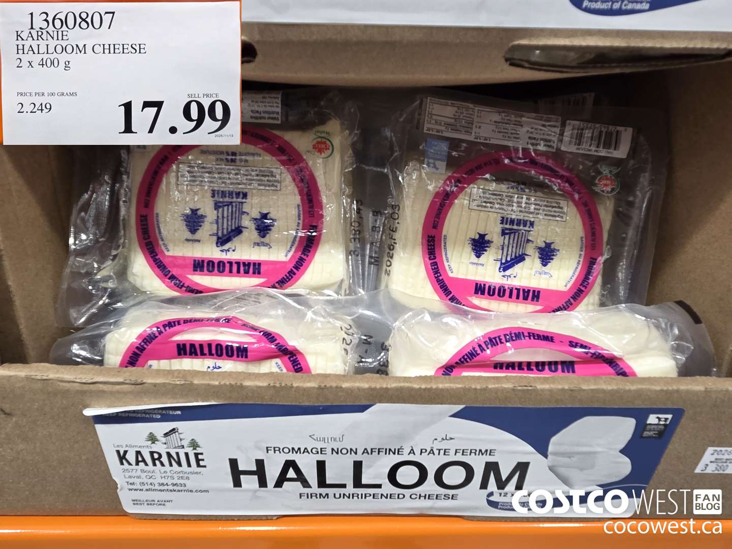 1360807 KARNIE HALLOOM CHEESE 800G $17.99