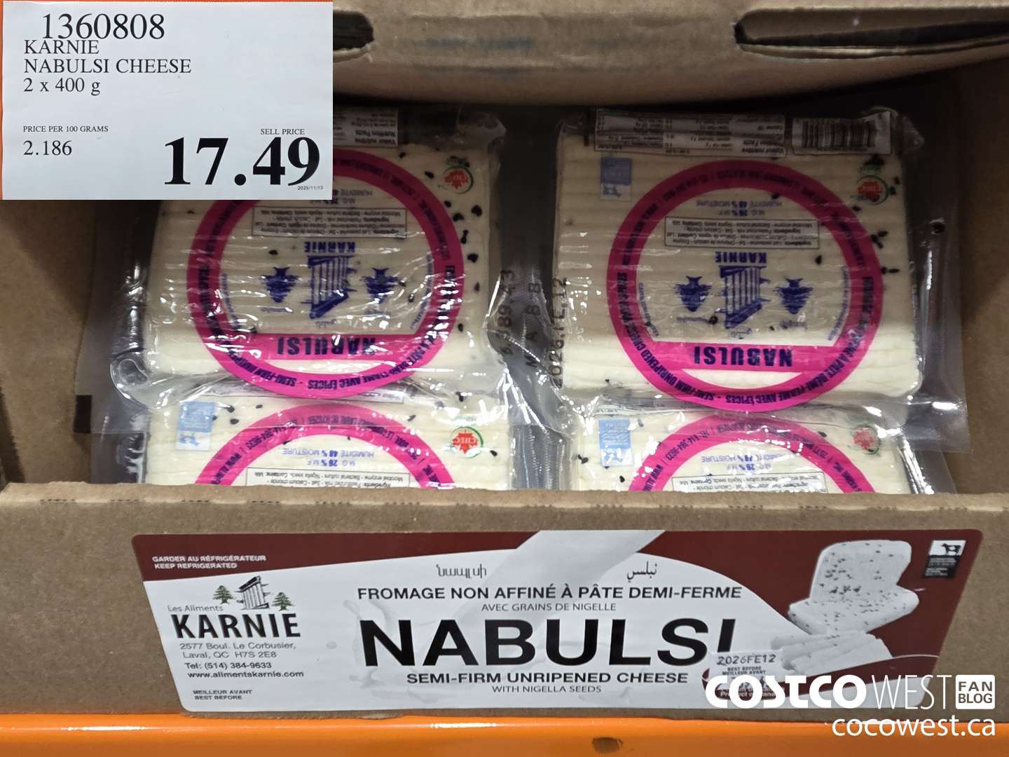 1360808 KARNIE NABULSI CHEESE 2 x 400 g $17.49