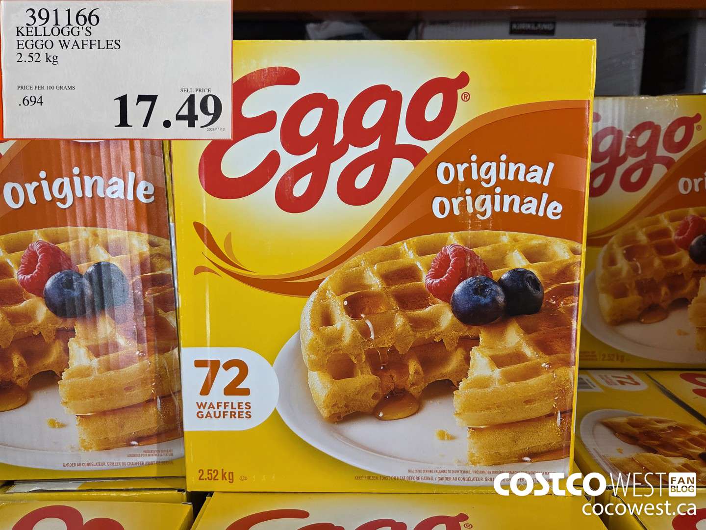 391166 KELLOGG'S EGGO WAFFLES 2.52 kg $17.49