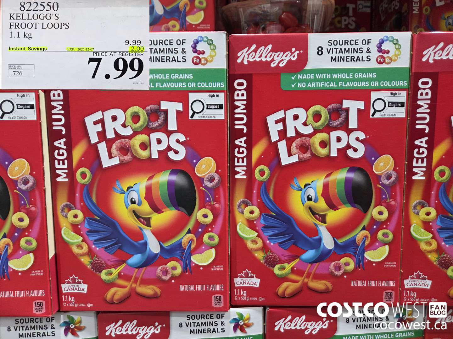 822550 KELLOGGS FROOT LOOPS 1.1 kg ($2.00 INSTANT SAVINGS EXPIRES ON 2025-12-07) $7.99